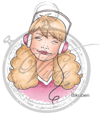 Vilda Stamps - Betty  med hörlurar - umonterte stempel