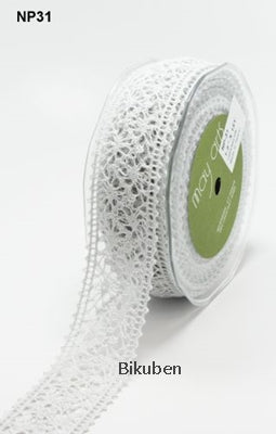 May Arts: Crochet Lace Ribbon -  GRAY  (metervis)
