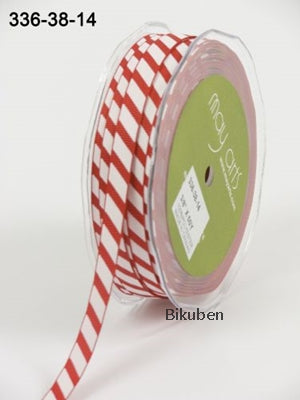 May Arts - Diagonal Stripes Ribbon - Red/White - METERSVIS