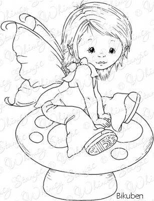Whimsy Stamps - Cling mount - Young Spring Fairy 