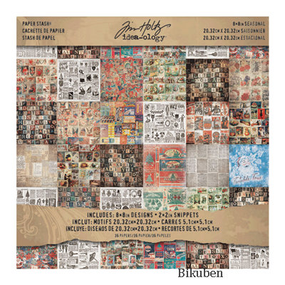 Tim Holtz - Ideaology - Collage Mini Stash Paper Pad - Seasonal 8x8"