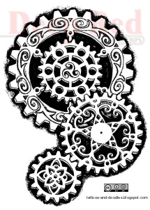 Deep Red Stamps - Steampunk Gears - Cling Stamp
