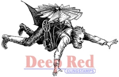 Red Rubber Stamps - Flying Man - Cling Stamp