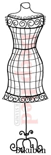 Deep Red Stamps - Dress Form Wire Frame - Cling Stamp
