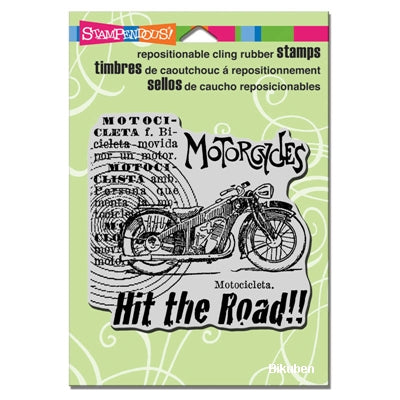 Stampendous - Cling Rubber Stamp - Motorcycle Elements