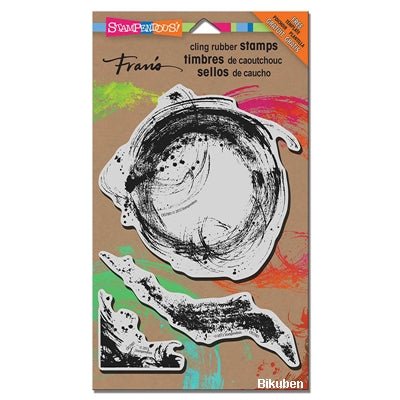 Stampendous - Cling Rubber Stamp - Brush Strokes with Template