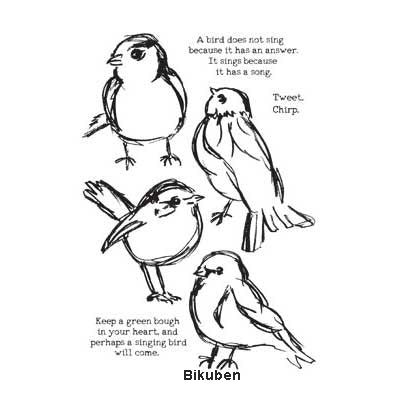 Ranger - Dina Wakley - Media Stamps - Scribbly Birds 