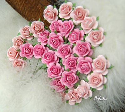 Papirdesign - Roser - Rosa/Lys rosa  1,0 cm