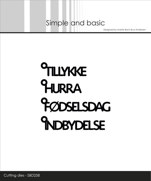 Simple and Basic - Dies - Text with hanger - Dansk tekst 1