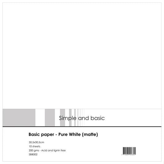 Simple and Basic - Basic Paper - Pure White - matte -   12 x 12"