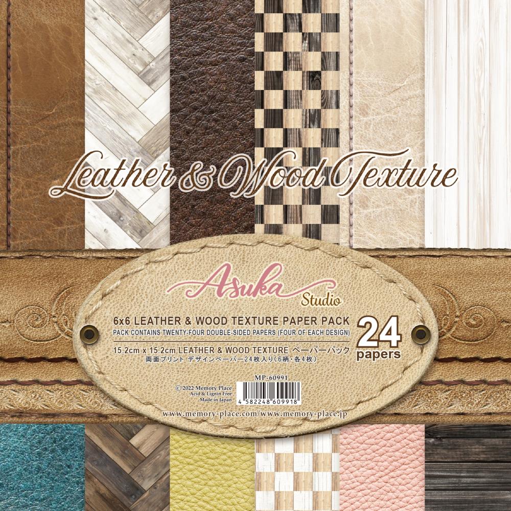 Asuka Studio - Leather & Wood Texture - Paper Pack  -  6 x 6"