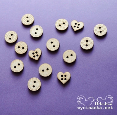 Wycinanka - Plywood - Engraved Buttons Mix 