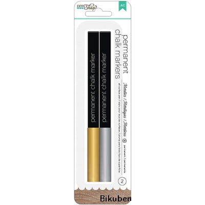 American Crafts - DIY Shop 2 - Permanent Chalk Markers - Gold/Silver