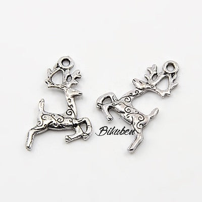 Charms - Antique Silver - Ornate Deer