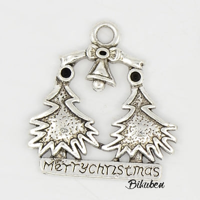 Charms - Antique Silver - Merry Christmas Trees