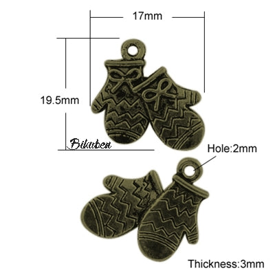 Charms - Antique Bronze - Mittens