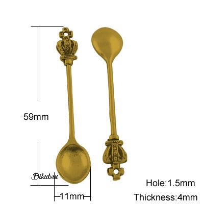 Charms - Antique Gold - Crown Spoon