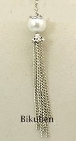 Charms - Antique Silver - Tassel med perle