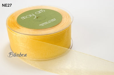 May Arts - Sheer Ribbon with Nylon Edge - Yellow - METERSVIS