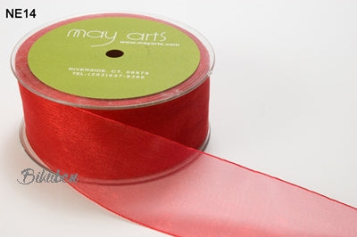 May Arts - Sheer Ribbon with Nylon Edge - Red - METERSVIS