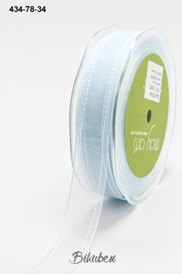 May Arts - Sheer Stiched Edge Ribbon - Light Blue - METERSVIS
