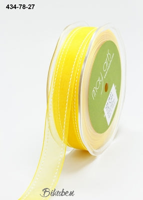 May Arts - Sheer Stiched Edge Ribbon - Yellow - METERSVIS