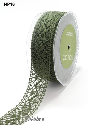 May Arts - Crochet Lace Ribbon -  Dark Olive METERSVIS