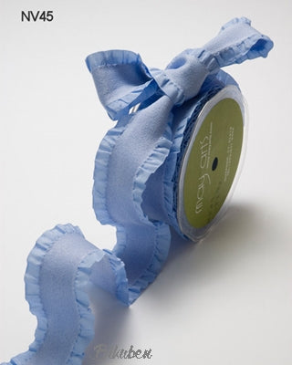 May Arts - Faux Suede with Ruffle Edge Ribbon - Lavender METERSVIS