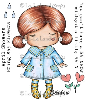 La La Land Crafts - Paper Doll Marci - Spring Showers - Red Rubberstamp