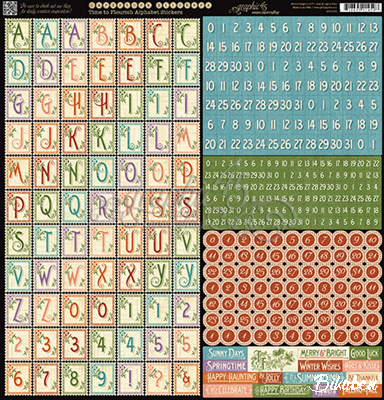 Graphic45 - Time to Flourish - Alphabet Sticker Sheet 12x12"