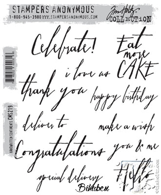 Tim Holtz Collection - Handwritten Sentiments - Stamps