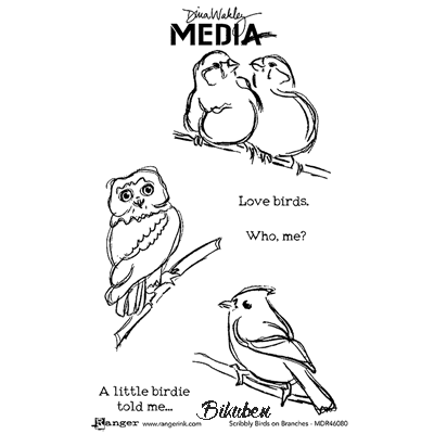 Ranger - Dina Wakley - Media Stamps - Scribbley Birds on Branches