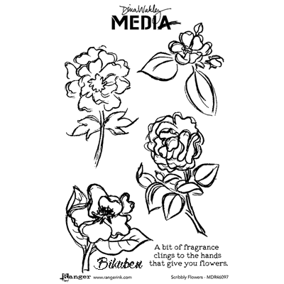 Ranger - Dina Wakley - Media Stamps - Scribbley Flowers