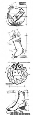 Tim Holtz Collection - Mini Blueprints - Christmas 2 Strip Stamps