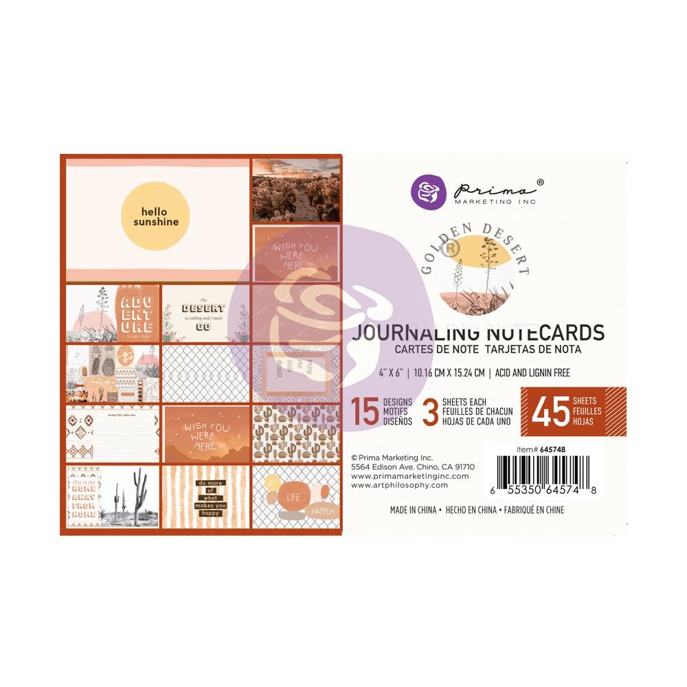 Prima - Golden Desert - Journaling Cards 4x6"