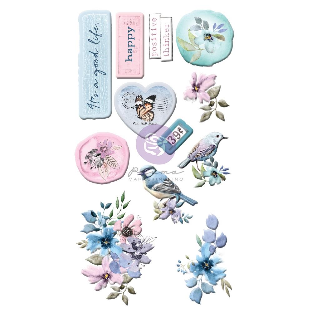 Prima - Watercolor Floral - Puffy Stickers
