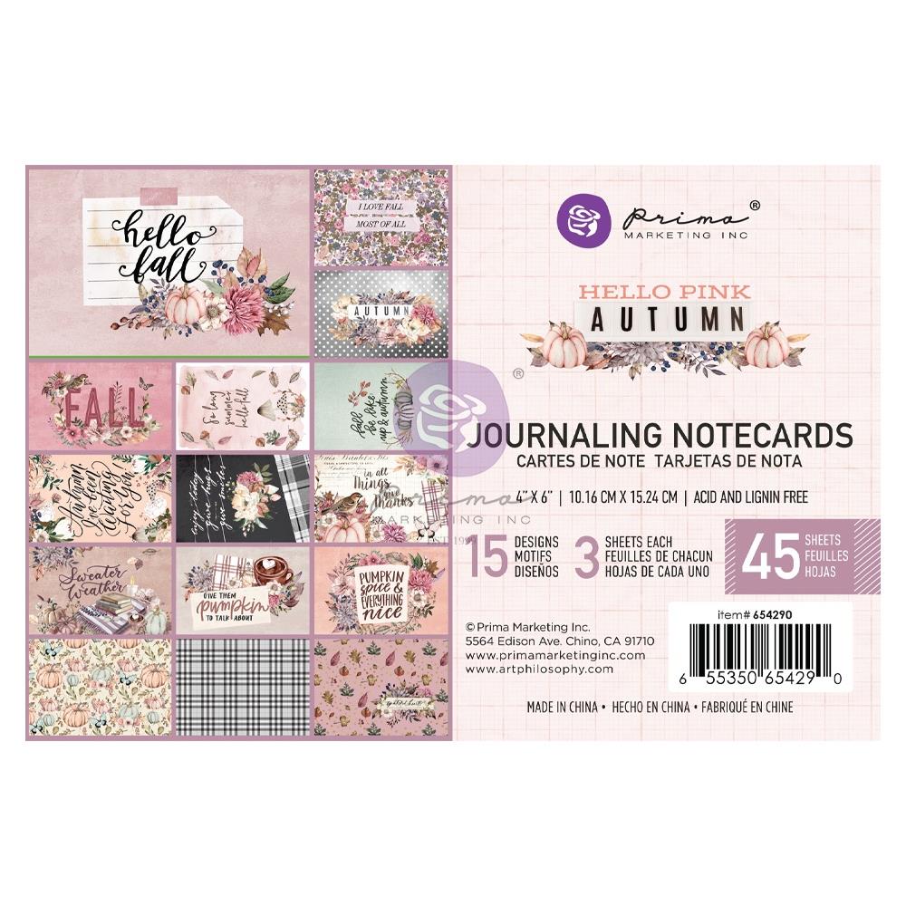 Prima - Hello Pink Autumn - Journaling Card Pad   4 x 6"
