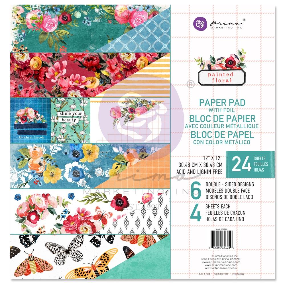 Prima - Painted Floral - Paper Pad  12 x 12"