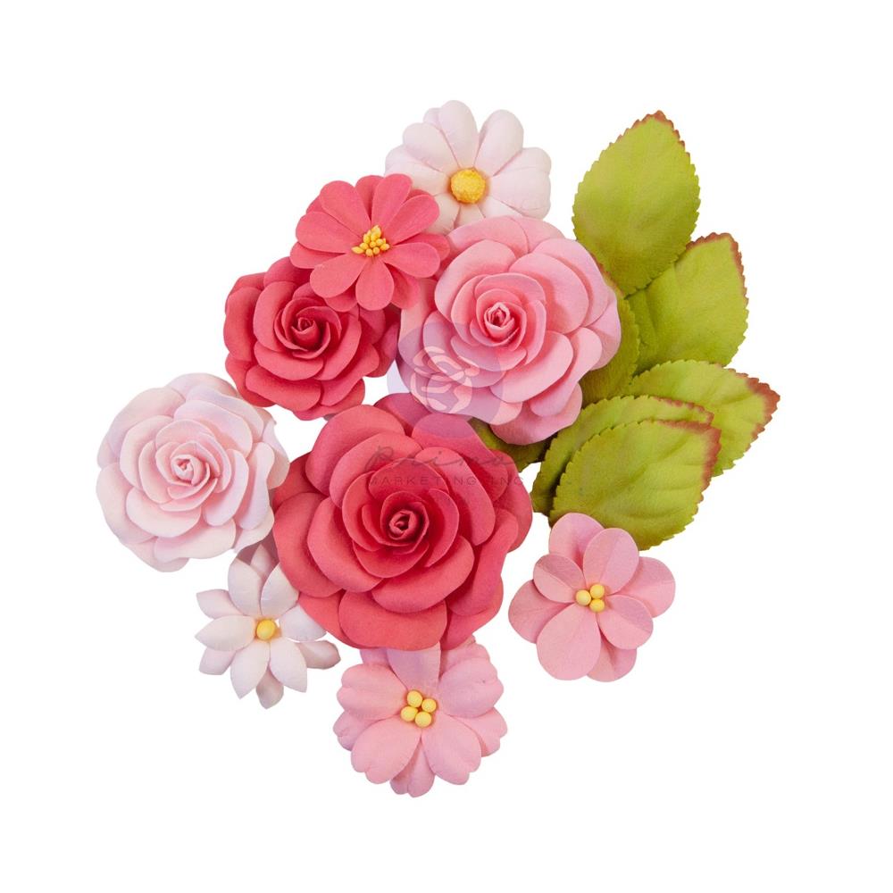 Prima - Painted Floral - Paper Flowers - Rosy Hues