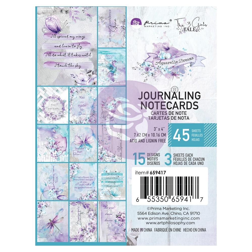 Prima - Aquarelle Dreams  - 3x4" Journaling Cards