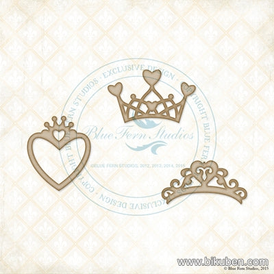 Blue Fern Studios - Chipboard - Heart Crowns