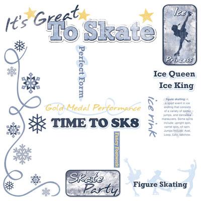 Ice Skate Rub-Ons  12 x 12