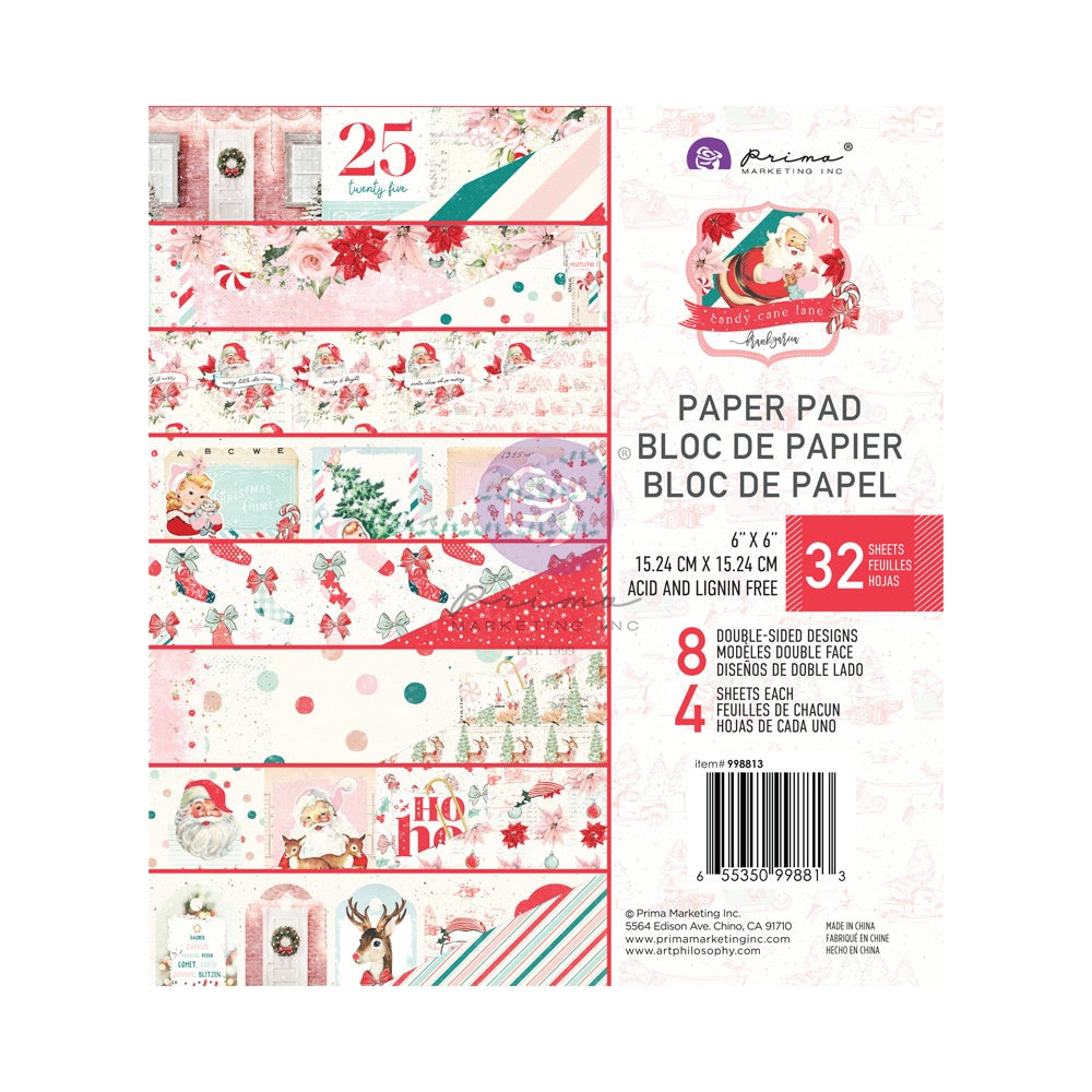 Prima - Candy Cane Lane - Paper Pad - 6" x 6"