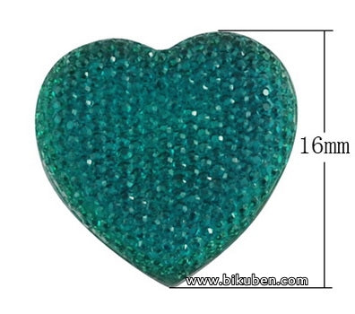 Bling dekor - Hjerte - Sjøgrønn - 1,6 cm