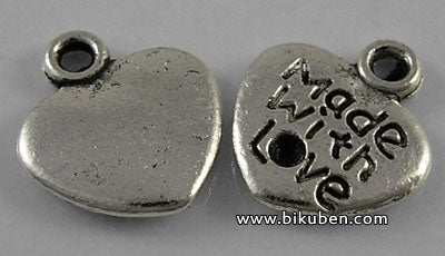 Charms - Antique Silver - Made With Love Hearts