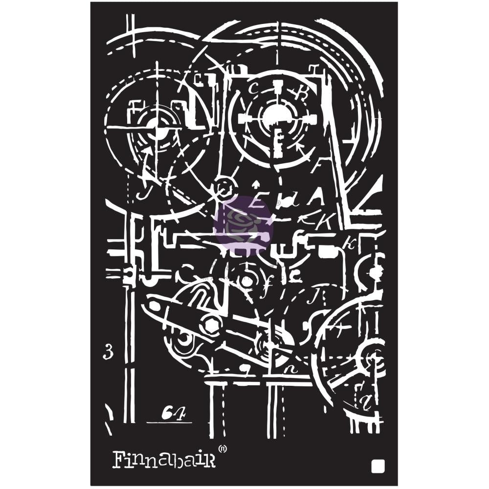 Prima - Finnabair - Elementals Stencil - Machinery  -    6x9"