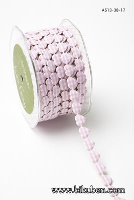 May Arts - Mini Gingham Hearts - Adhesive Ribbon - Light Pink -  METERSVIS