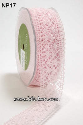 May Arts - Crochet Lace Ribbon -  Pink METERSVIS