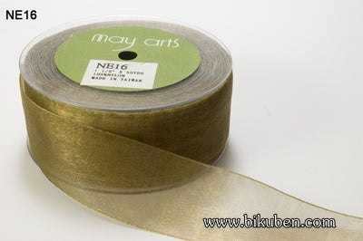 May Arts - Sheer Ribbon with Nylon Edge - Olive - METERSVIS