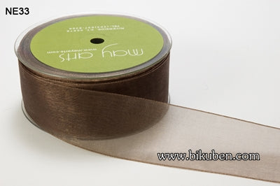 May Arts - Sheer Ribbon with Nylon Edge - Brown - METERSVIS